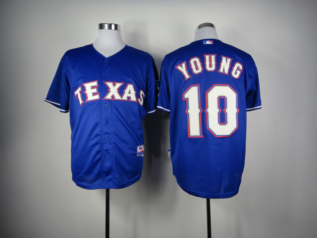 Men Texas Rangers #10 Young Blue MLB Jerseys